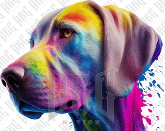 Weimaraner Dog PNG | Colorful Weimaraner Dog Breed Sublimation for Shirts Art Mugs Tumbler | Dog Portrait PNG | Dog Illustration