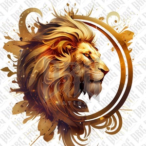 Lion PNG | Golden Lion Sublimation for Shirts Art Mugs Tumbler | Lion Portrait PNG | Lion Illustration