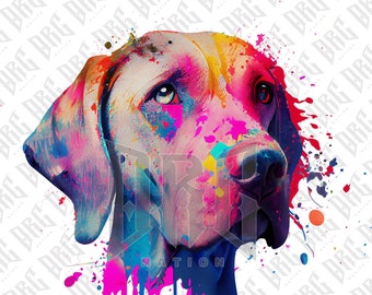 Weimaraner Dog PNG | Colorful Weimaraner Dog Breed Sublimation for Shirts Art Mugs Tumbler | Dog Portrait PNG | Dog Illustration