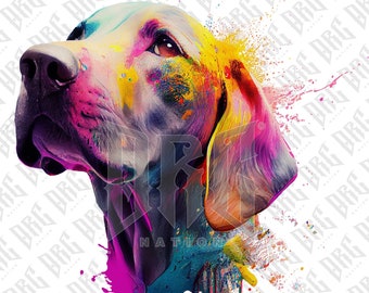 Weimaraner Dog PNG | Colorful Weimaraner Dog Breed Sublimation for Shirts Art Mugs Tumbler | Dog Portrait PNG | Dog Illustration