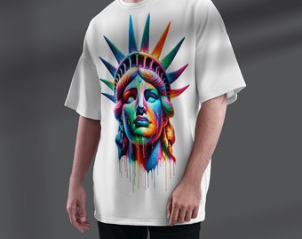Vibrant Drip Art Statue of Liberty PNG - Etsy