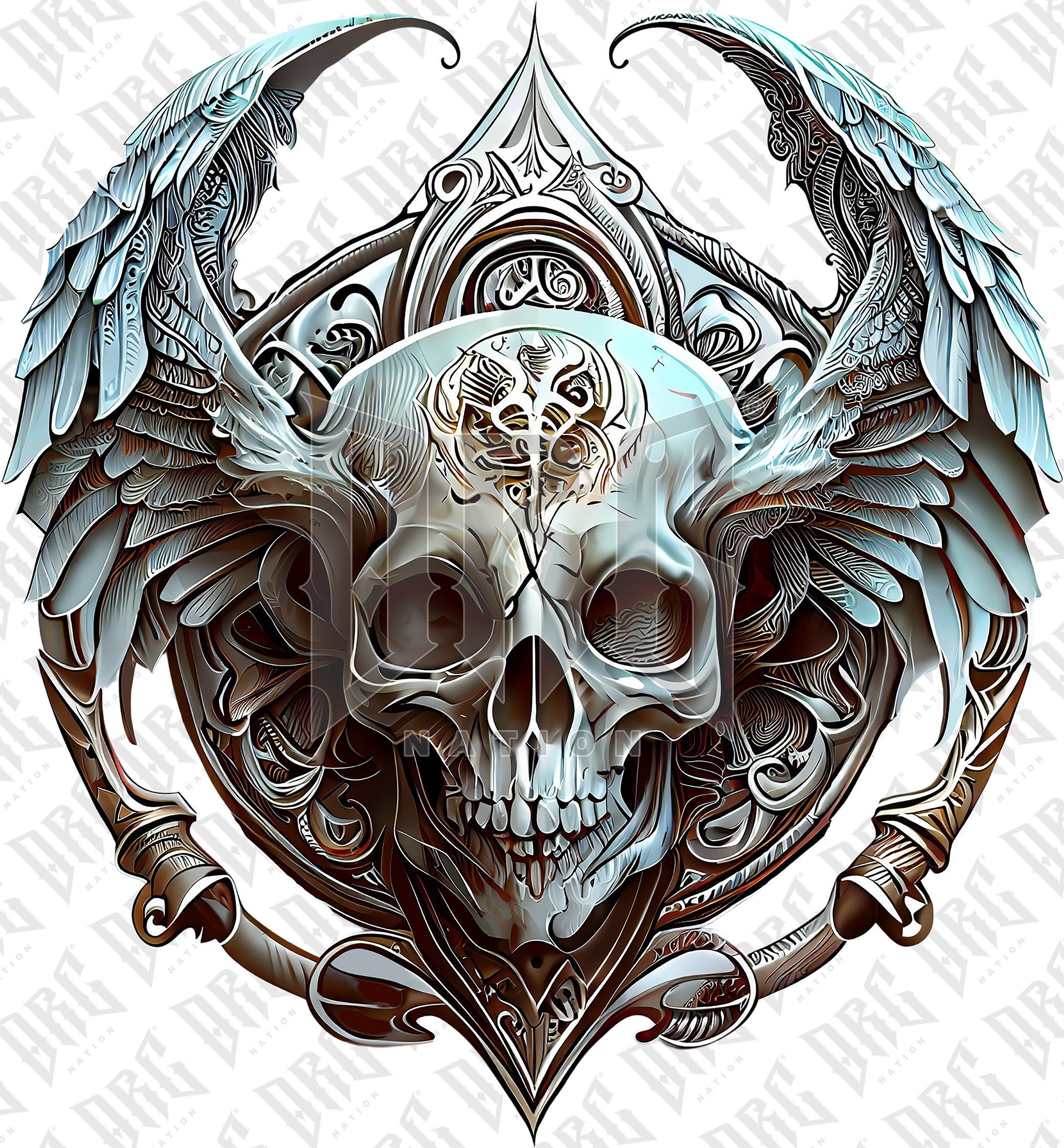 Skull With Wings PNG Hand Drawn Skull PNG Skull Portrait PNG Skull Graphic  Illustration Sublimation Designs Digital - Etsy