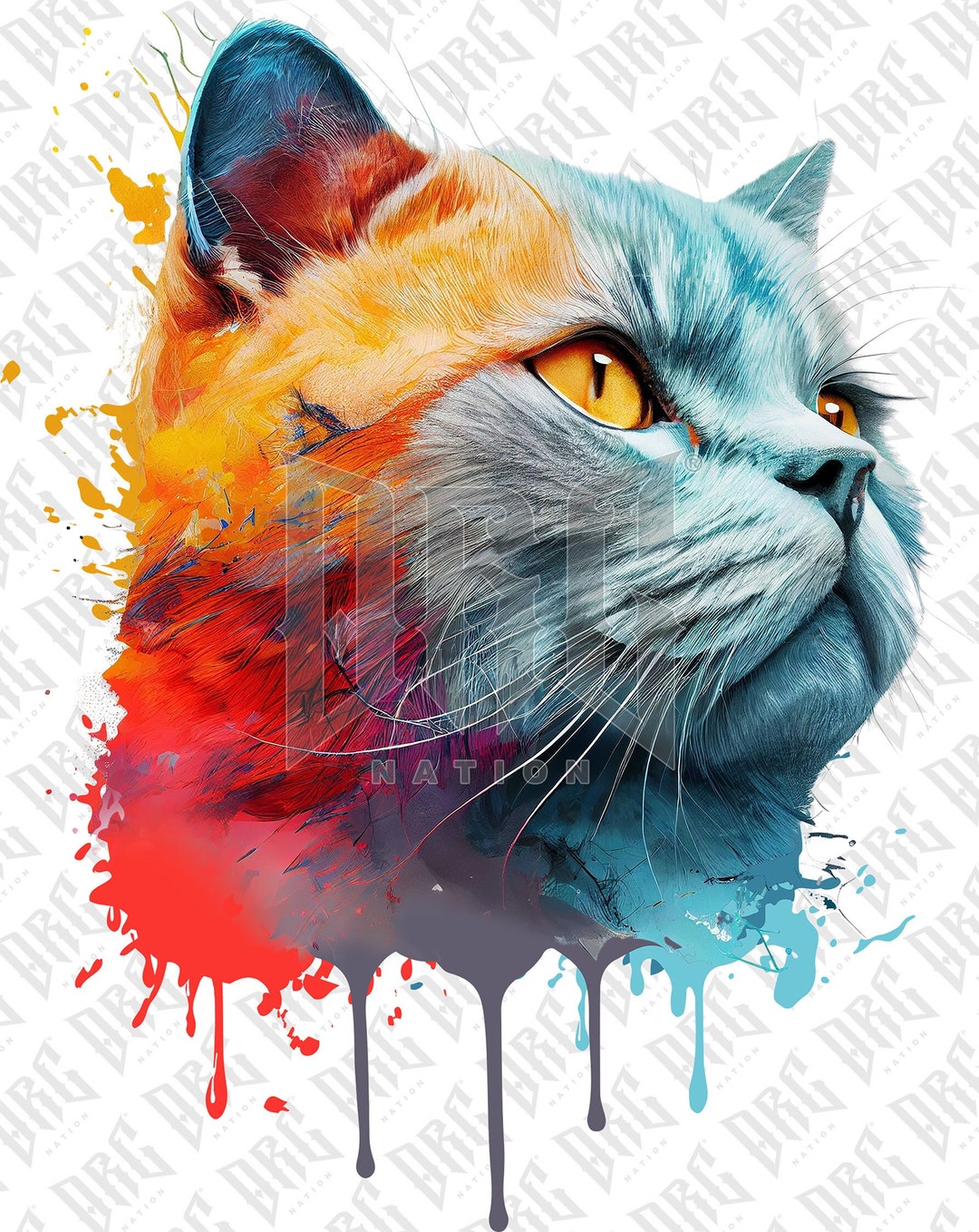 British Shorthair Cat PNG | Colorful British Shorthair Sublimation for ...