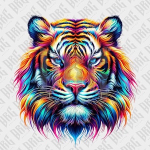 Colorful Neon Tiger PNG