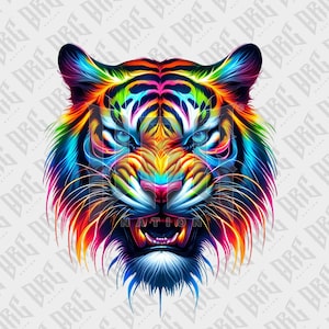 Vibrant Neon Tiger PNG