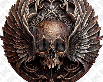 Schedel met vleugels png-sublimatieontwerpdownload, handgetekende schedel-png, schedel-png, sublimatieontwerpen downloaden