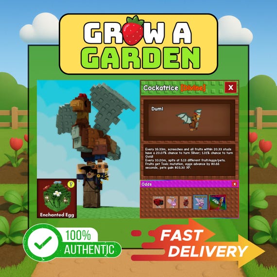Cockatrice - Grow A Garden (GAG) Roblox Virtual Pet – Fast Digital Delivery
