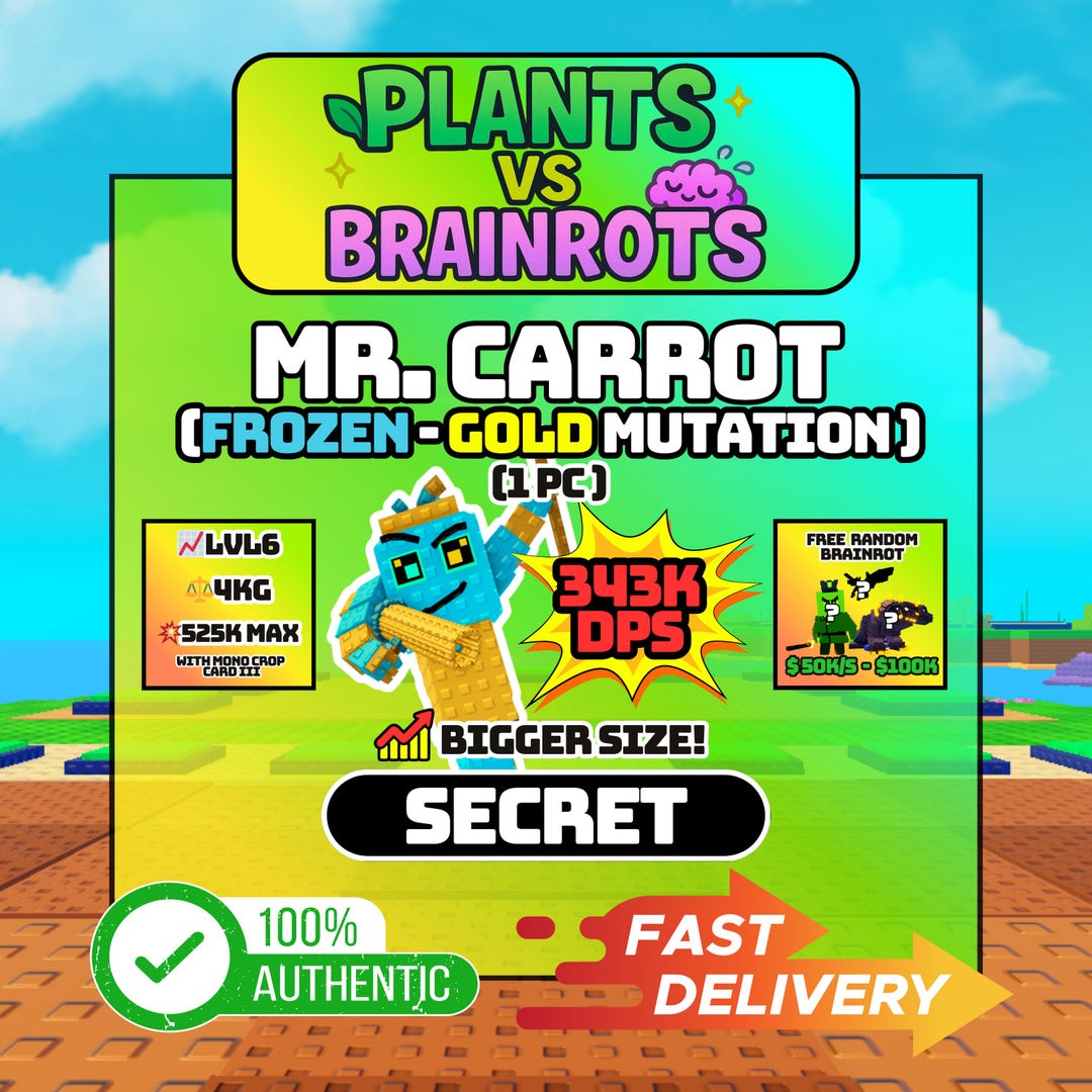 Plants Vs Brainrots - Mr Carrot Frozen-gold (digital Gift) - Etsy UK