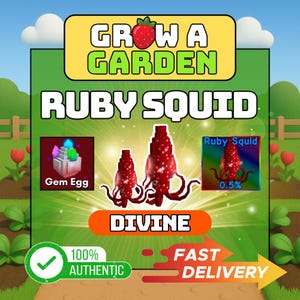 Ruby Squid | Divine | 1PC | Grow a Garden | Fast Delivery Pet Trade Gift Grow Garden | Easy Gift Trade | GaG | READ THE DESCRIPTION