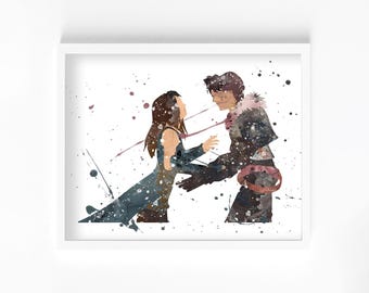 Squall Leonhart Rinoa Heartilly Watercolor Print, Home Decor, Wall Art, Gaming Room, Gamer Retro Poster