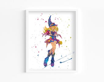 Dark Wizard Watercolor Print, Home Decor, Wall Art, Manga, Anime
