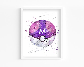 Master Ball Watercolor Print, Home Decor, Wall Art, Nursery, Kids and Children Poster
