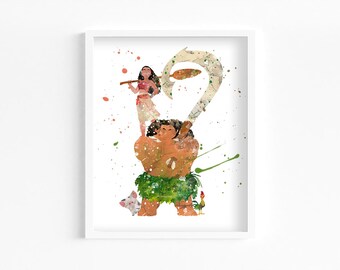 Princess and God Watercolor Print, Home Decor, Wall Art, Nursery Kids Poster