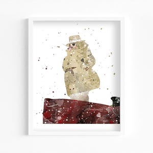 Porco Rosso on Boat Watercolor Print, Vintage Seaplane Art, Aviation Wall Decor, Anime Gift