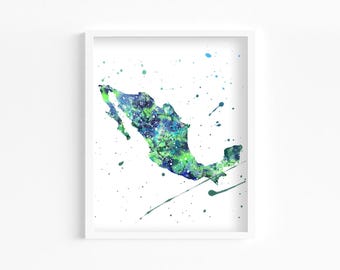 メキシコの水彩画プリント、ホームデコレーション、ウォールアート、教育、旅行、地図とランドマークのポスター