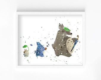 Cat Friends Marching Watercolor Print, Home Decor, Wall Art, Manga, Anime