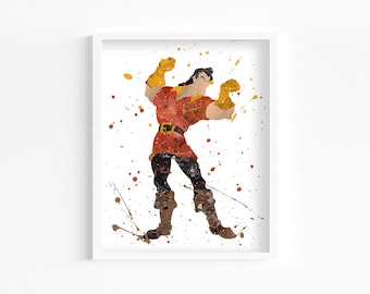Gaston Watercolor Print, Home Decor, Wall Art, Nursery Kids Poster
