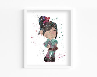 Vanellope Watercolor Print, Home Decor, Wall Art, Nursery Kids Poster
