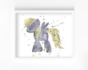 Derpy Hooves Watercolor Print, Home Decor, Wall Art, Nursery Kids Poster