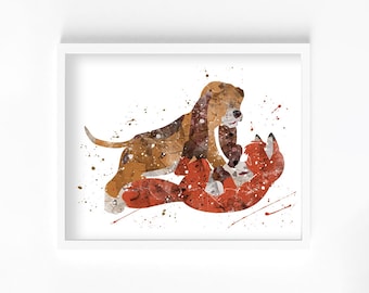 Tod and Copper Watercolor Print, Home Decor, Wall Art, Nursery, Animal Frineds Poster
