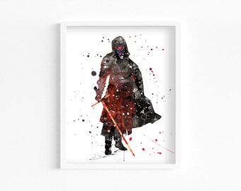 Darth Revan Watercolor Print, Home Decor, Wall Art, Movie, Star Wars Poster