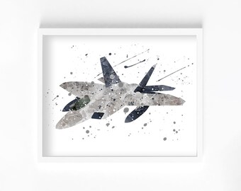 Jet Fighter F-2 Watercolor Print, Home Decor, Wall Art, Nursery, Kids and Children Poster