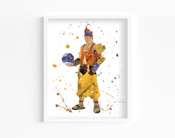 Wakka Blitzball Watercolor Print, Home Decor, Wall Art, Gaming Room, Gamer Retro Poster