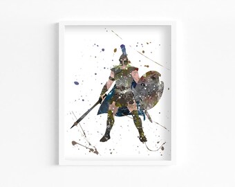 Achilles Watercolor Print, Home Decor, Wall Art, Game Greek Mythology Legend Poster