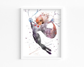 Storm Watercolor Print, Home Decor, Wall Art, Comic, Cartoon Superheroes