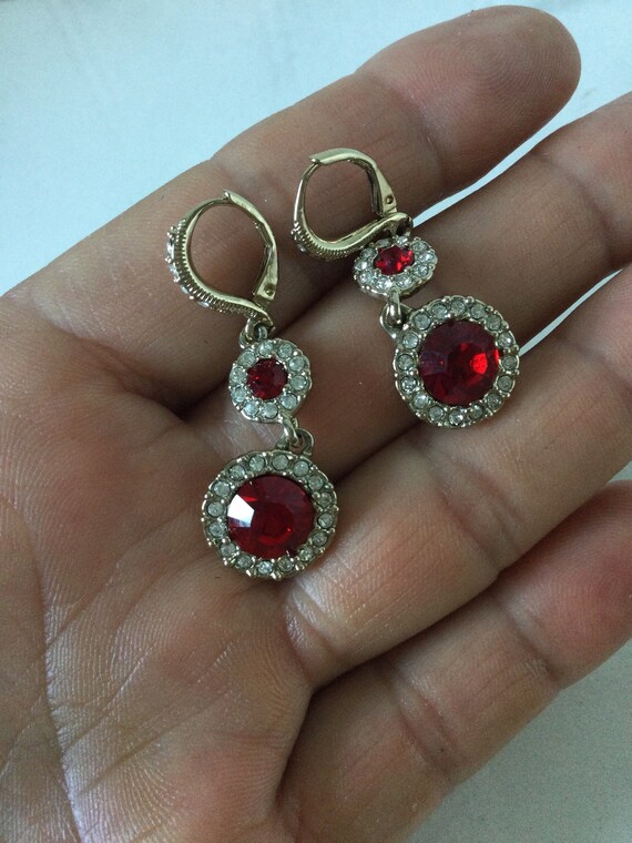 Dazzling vintage signed GIVENCHY red crystal halo… - image 6