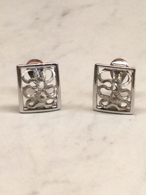 Monet rectangular shaped earrings.  Silver plated… - image 8