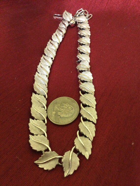 VTG TRIFARI leaf choker collar necklace silver to… - image 8