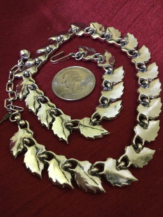 VTG TRIFARI leaf choker collar necklace silver to… - image 6