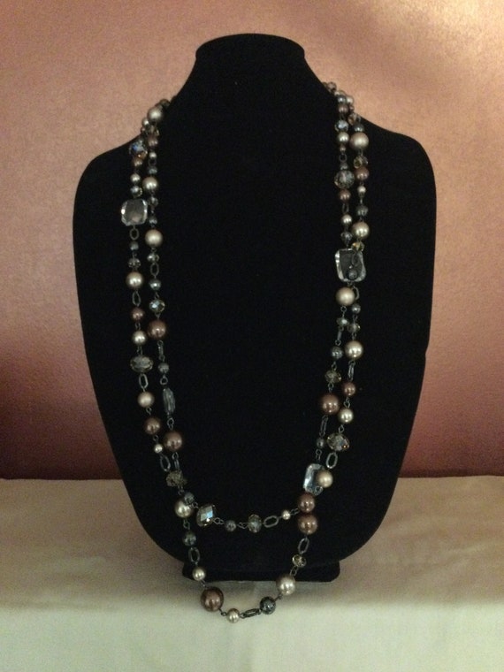 Stunning vintage long bead necklace signed White … - image 2