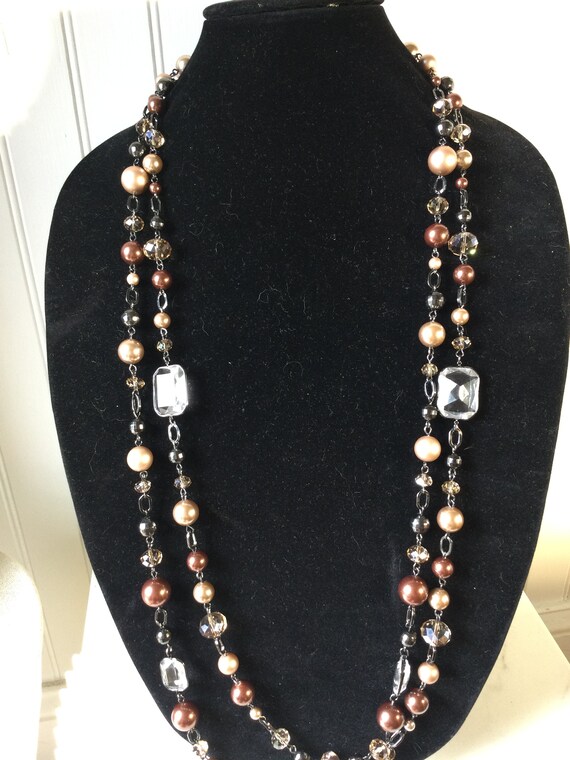 Stunning vintage long bead necklace signed White … - image 9