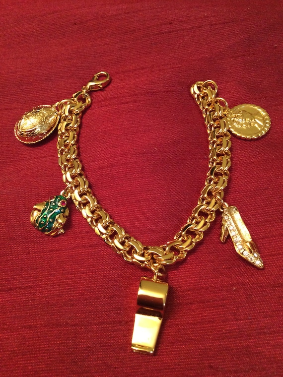 Vintage charm bracelet chunky chain curb link Caro
