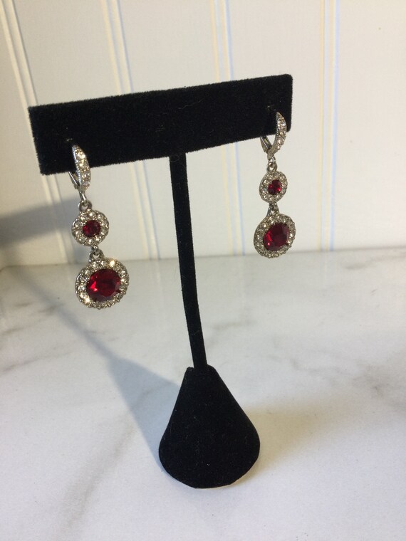 Dazzling vintage signed GIVENCHY red crystal halo… - image 2