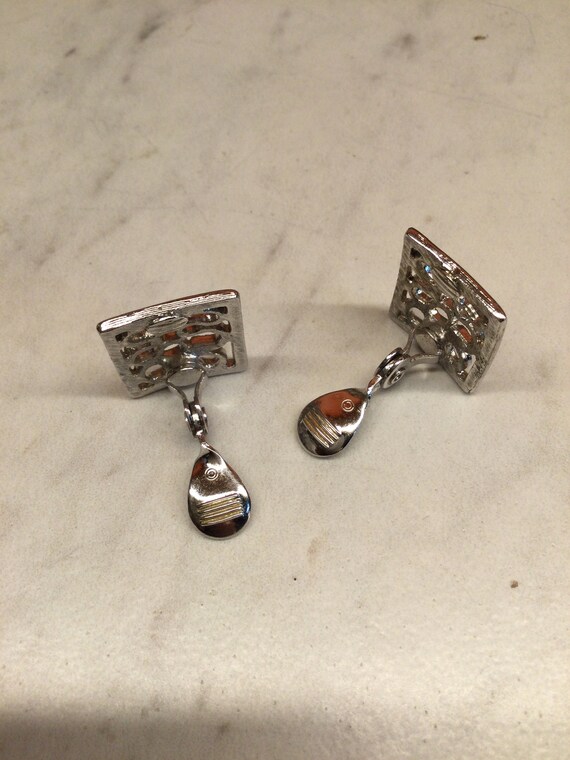 Monet rectangular shaped earrings.  Silver plated… - image 9