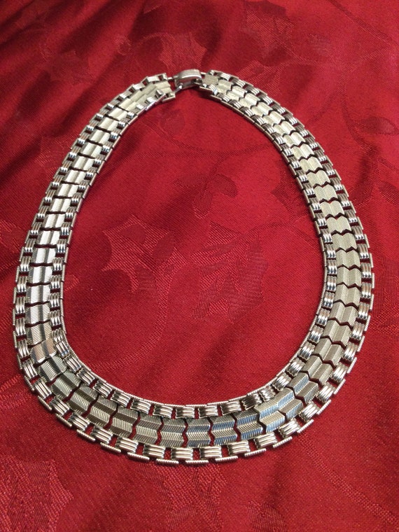 Vintage Napier choker necklace silvertone Art Deco