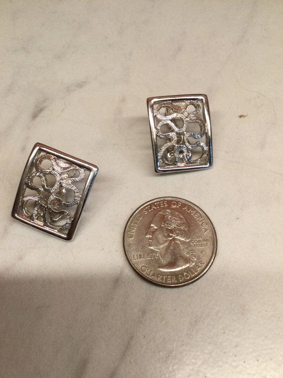 Monet rectangular shaped earrings.  Silver plated… - image 10