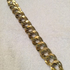 Classic vintage chunky chain bracelet signed MONET double curb link triple gold plate