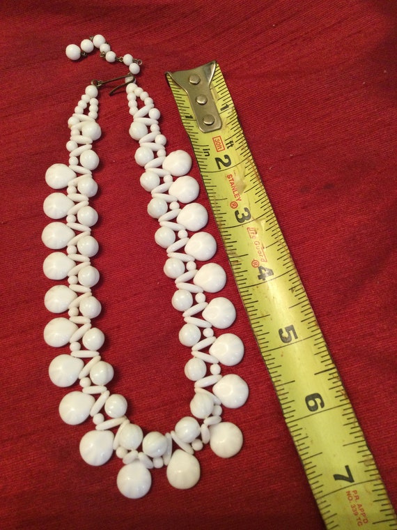 Vintage milk glass white bead choker western Germ… - image 3