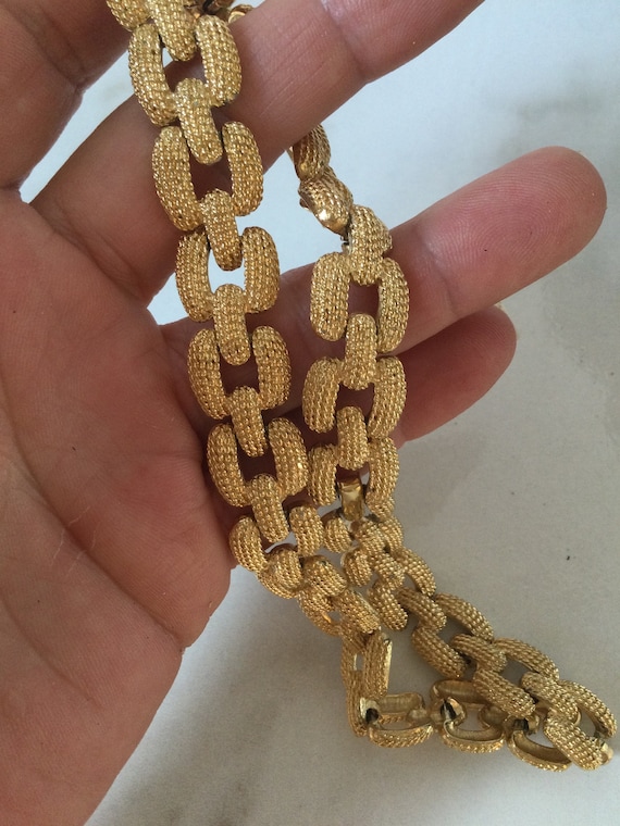 VTG MONET choker collar necklace textured links ru