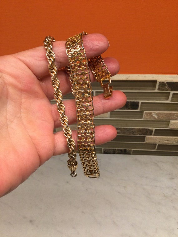 Vintage MONET and NAPIER gold plated bracelets Pa… - image 10