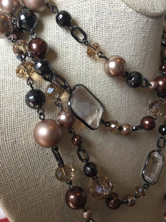 Stunning vintage long bead necklace signed White … - image 8