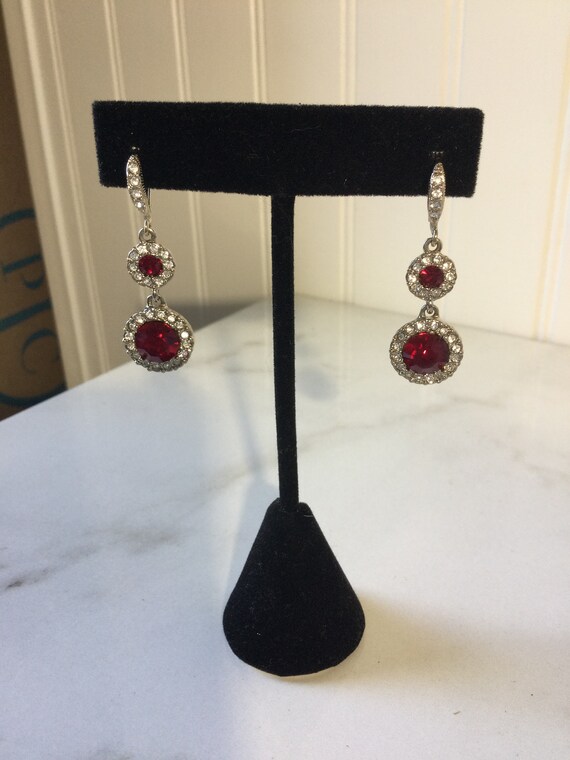 Dazzling vintage signed GIVENCHY red crystal halo… - image 1