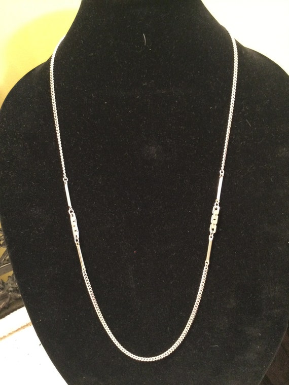 Signed MONET long chain necklace silver tone