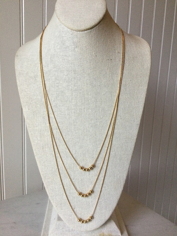 Vintage MONET 3 strand necklace triple gold plated