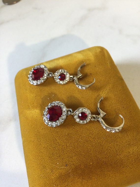 Dazzling vintage signed GIVENCHY red crystal halo… - image 10