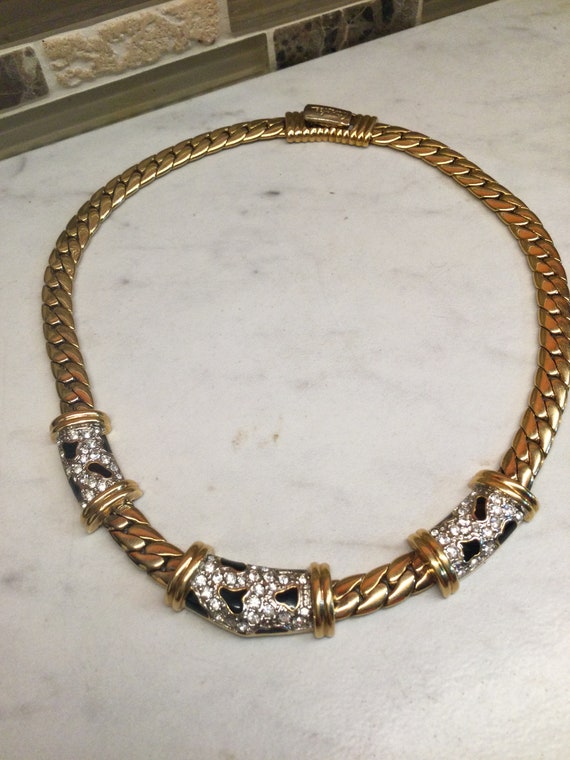 Vintage CAROLEE choker gold plated with 3 decorati